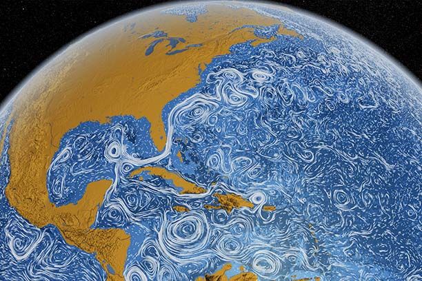 Modelled ocean currents: NASA
